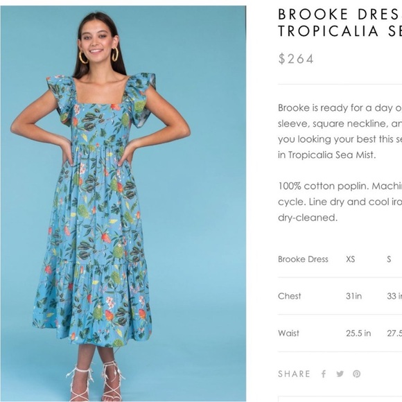 NWOT Olivia James Brooke Dress, Tropicalia Sea Mist Sz Med - Picture 7 of 7